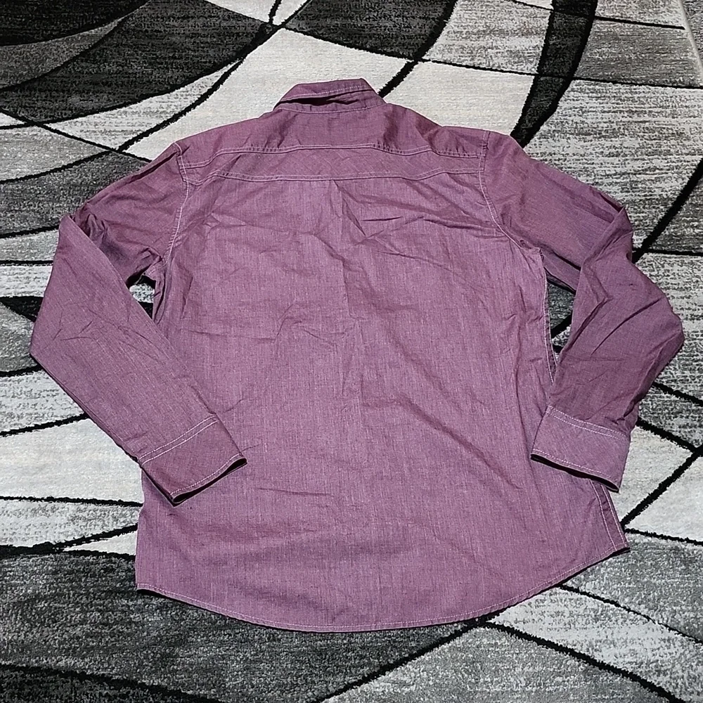 BKE ATHLETIC BURGUNDY & GRAY STITCH CASUAL BUTTON DOWN LONG-SLEEVED SHIRT LARGE